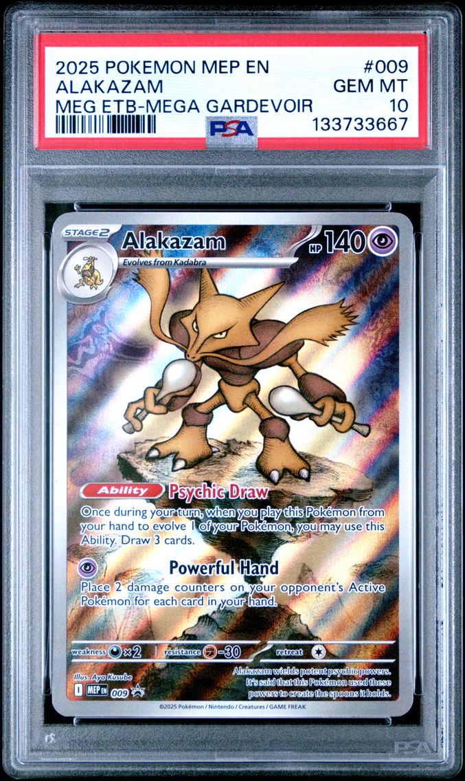 2025 #009 Alakazam PSA 10 Mep EN-Me Black Star Promo
