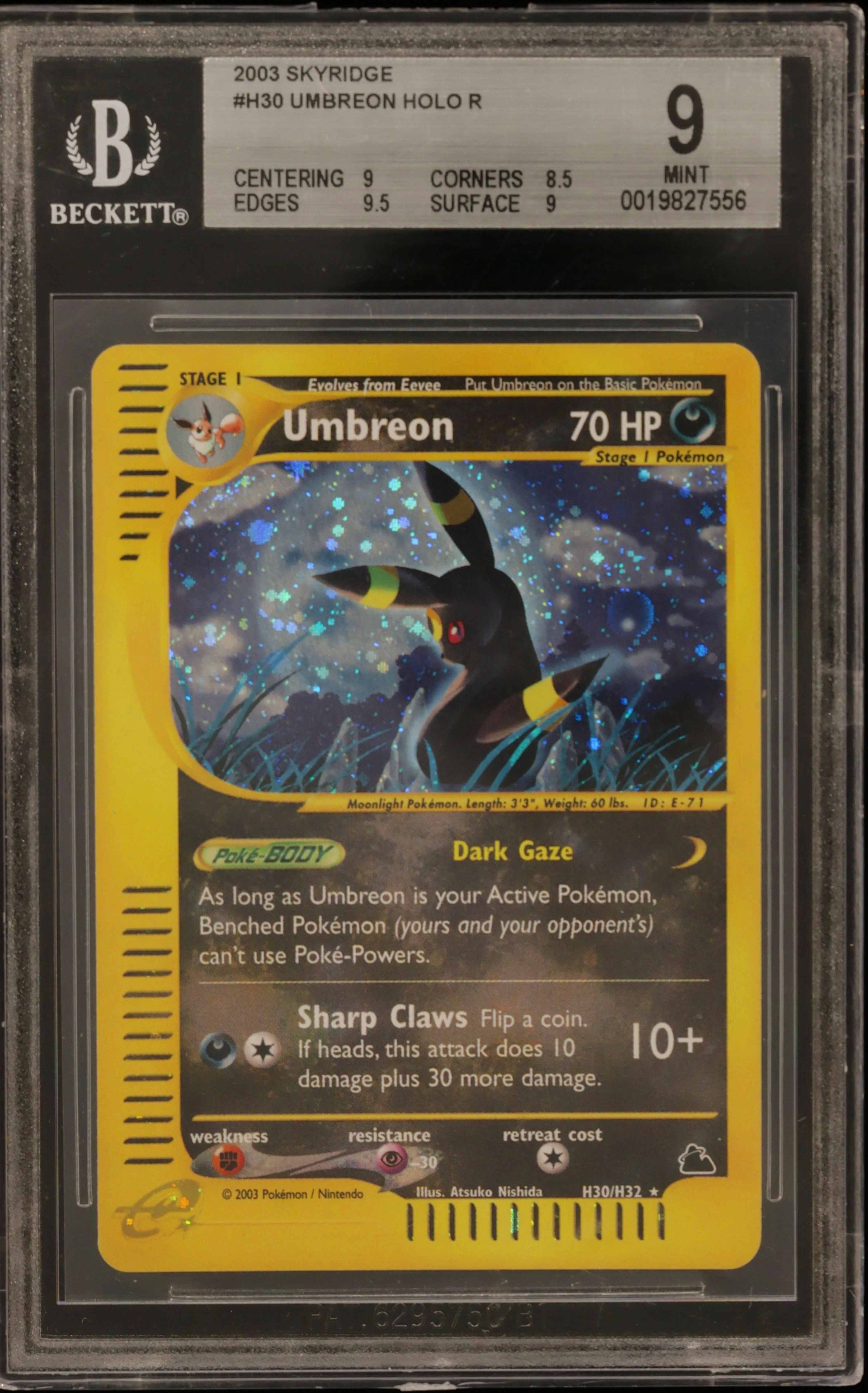 2003 #H30 Umbreon HOLO R BGS 9 -e Skyridge