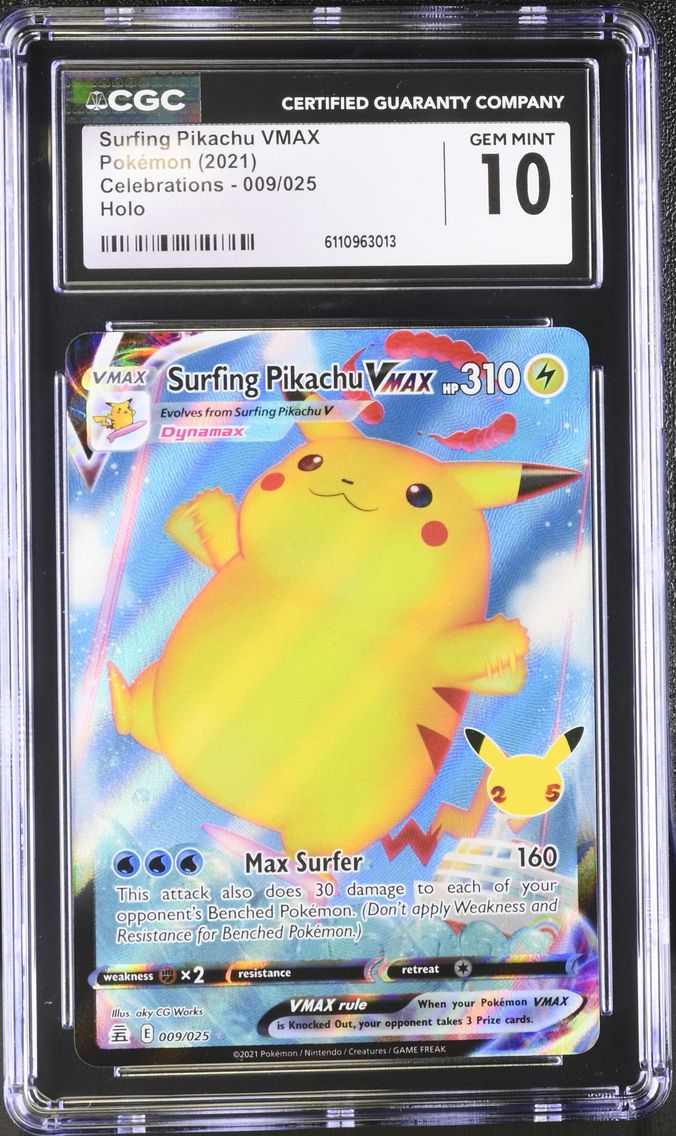 2021 #009 Celebrations - English Surfing Pikachu VMAX Holo CGC 10 Pokemon