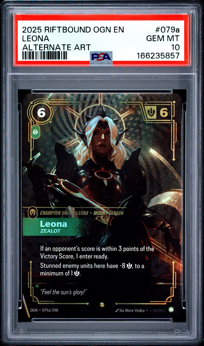 2025 #079a Leona - Zealot PSA 10 Riftbound: League of Legends Ogn-Origins