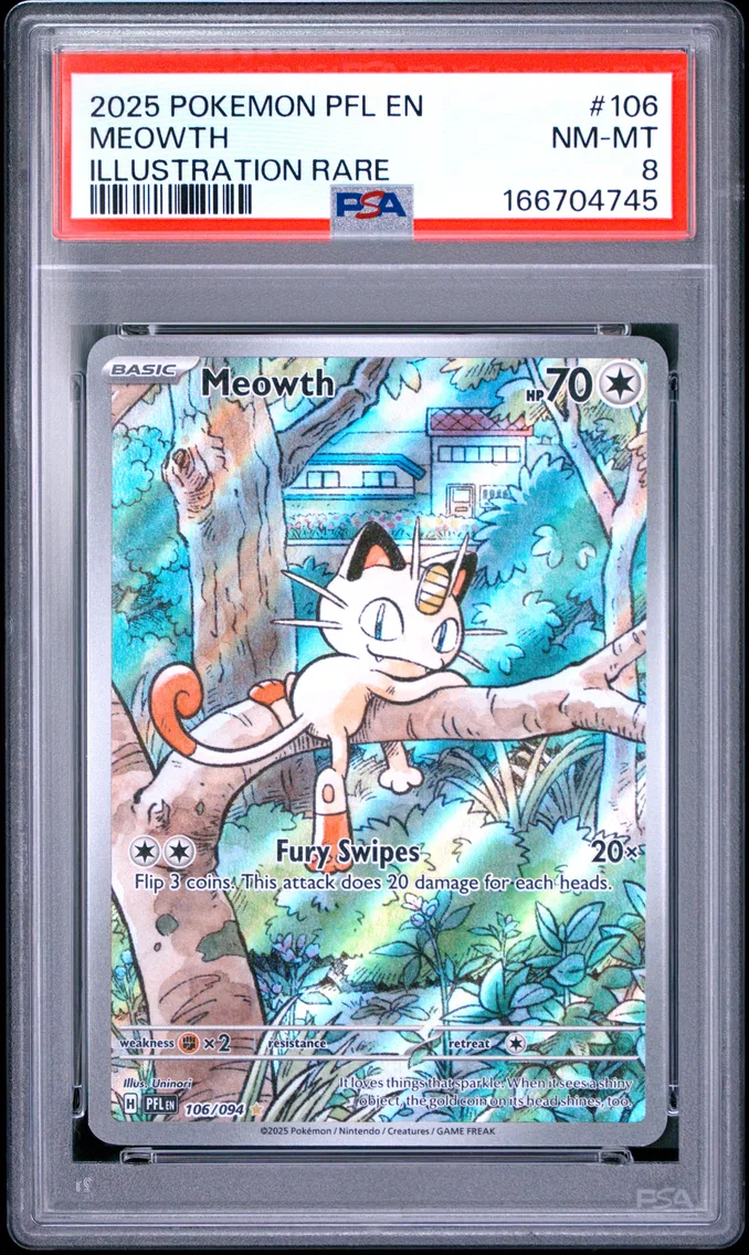 2025 Pokemon Pfl EN-Phantasmal Flames Meowth Pfl EN-Phantasmal Flames #106 PSA 8