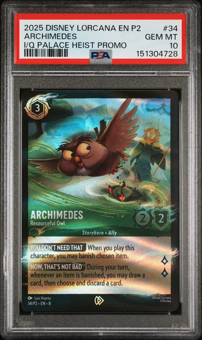 2025 #34 Archimedes - Resourceful Owl PSA 10 Disney Lorcana EN P2-Promo