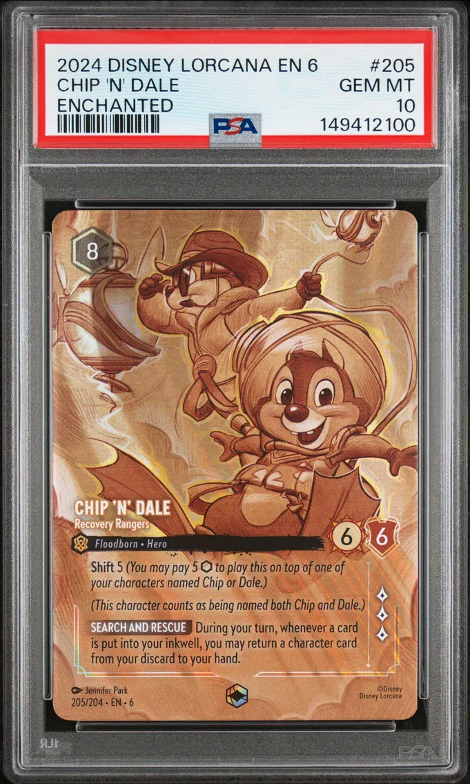 2024 #205 Chip 'N' Dale - Recovery Rangers PSA 10 Disney Lorcana EN 6-Azurite Sea