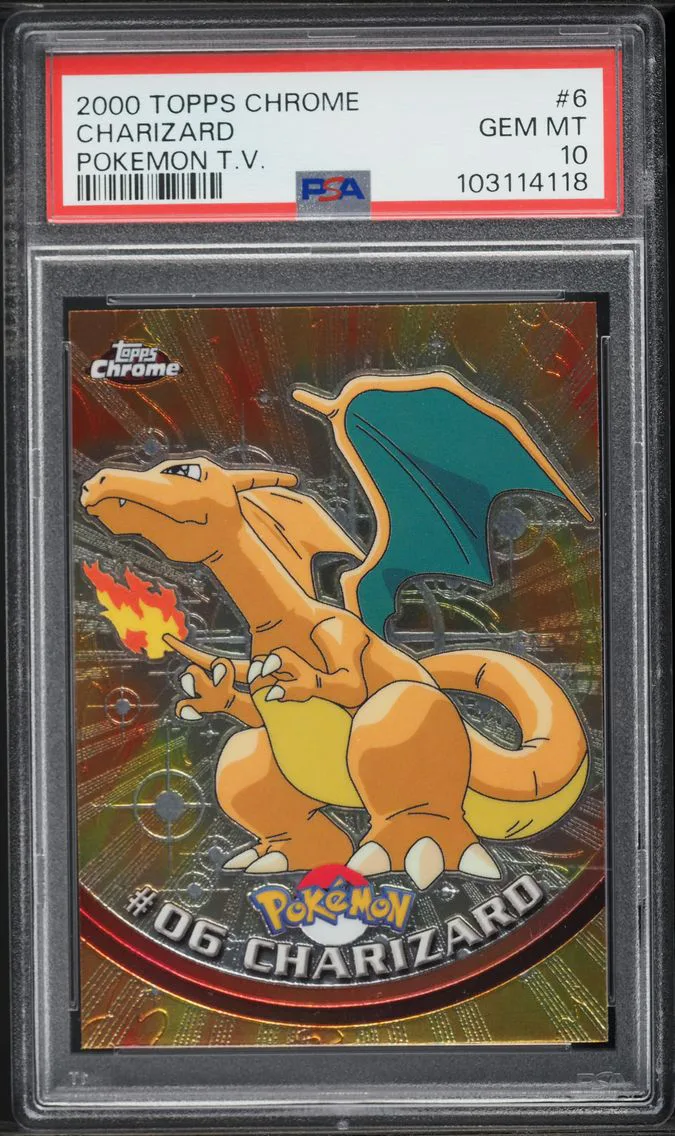 2000 #6 Charizard PSA 10 Topps Chrome  T.V. Pokemon