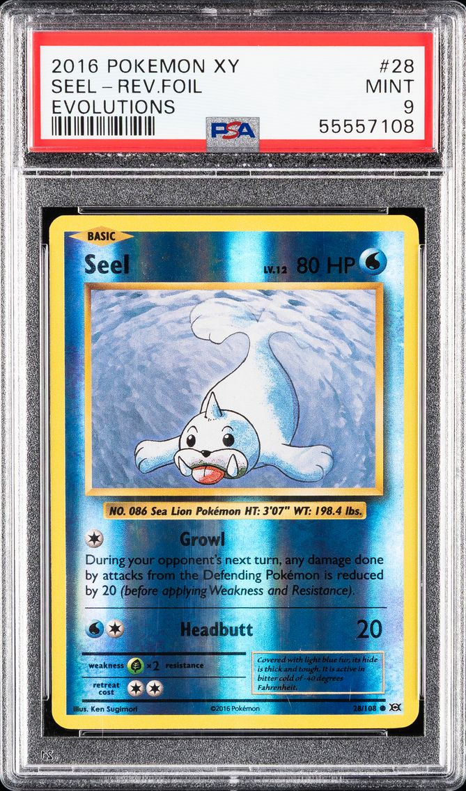 2016 #28 Seel-Reverse Foil PSA 9 XY Evolutions Pokemon
