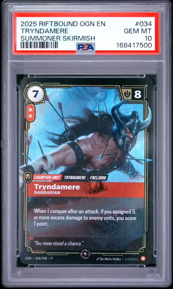 2025 #034 Tryndamere - Barbarian PSA 10 Riftbound: League of Legends Ogn-Origins