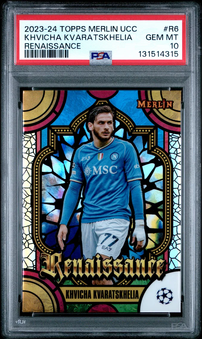 2023 #R6 Khvicha Kvaratskhelia PSA 10 Topps Merlin UEFA Club Competitions Renaissance