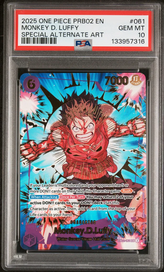 2025 #061 Monkey D. Luffy PSA 10 One Piece PRB02-Premium Booster -One Piece Card the Best- Vol.2