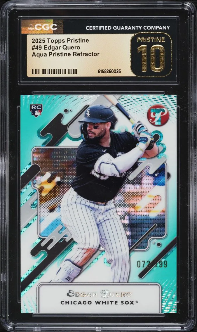 2025 Topps Pristine Aqua Refractor Edgar Quero ROOKIE /199 #49 CGC 10 PRISTINE