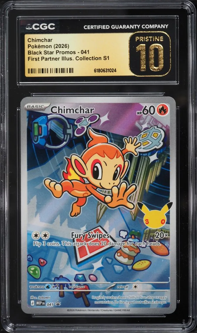 2026 Pokemon Mega Evolution Promo First Partner S1 Full Art Chimchar #41 CGC 10 PRISTINE