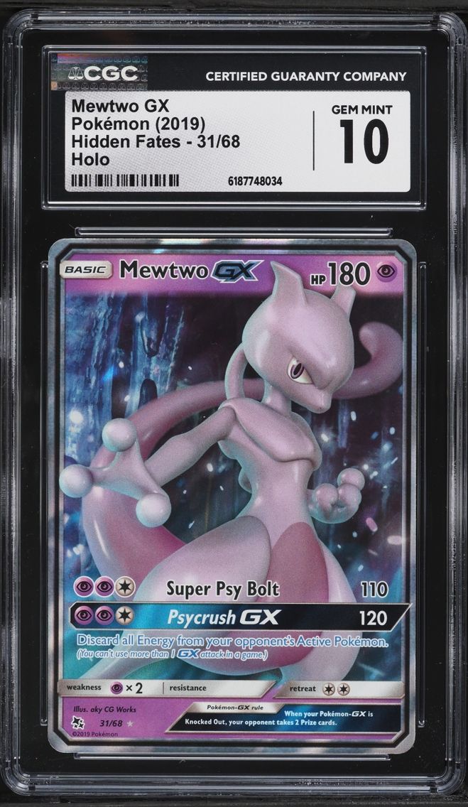 2019 #31 Mewtwo GX CGC 10 Pokemon Sun & Moon Hidden Fates Holo