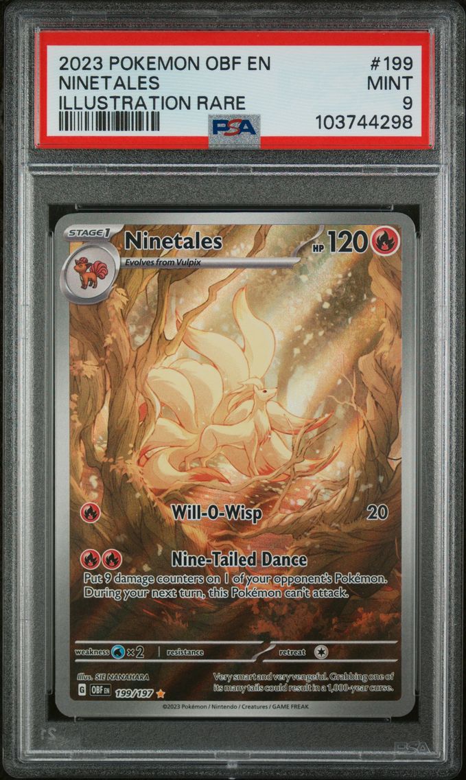 2023 #199 NINETALES PSA 9 POKEMON OBF EN-OBSIDIAN FLAMES | ILLUSTRATION RARE