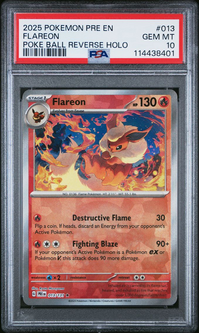 2025 #013 Flareon PSA 10 Pre EN-Prismatic Evolutions Pokemon