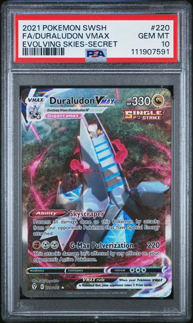 2021 #220 Full Art/Duraludon Vmax PSA 10 Sword & Shield Evolving Skies Pokemon