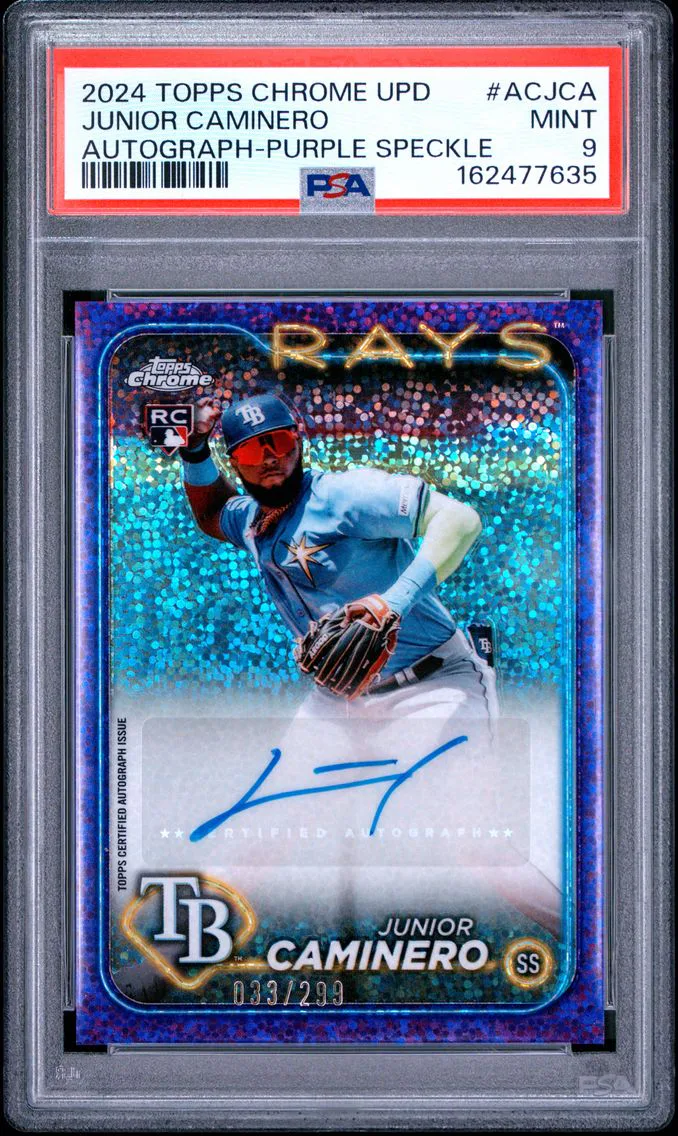 2024 #ACJCA Junior Caminero PSA 9 Topps Chrome Update Chrome Baseball Update Series Autographs