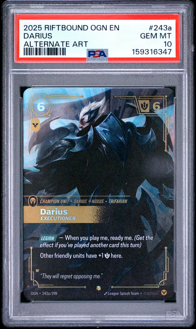 2025 #243a Darius - Executioner PSA 10 Riftbound: League of Legends Ogn-Origins