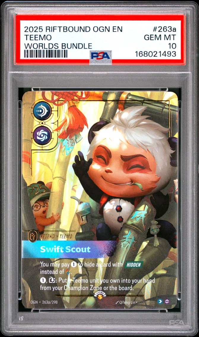 2025 #263a Teemo - Swift Scout PSA 10 Riftbound: League of Legends Ogn-Origins