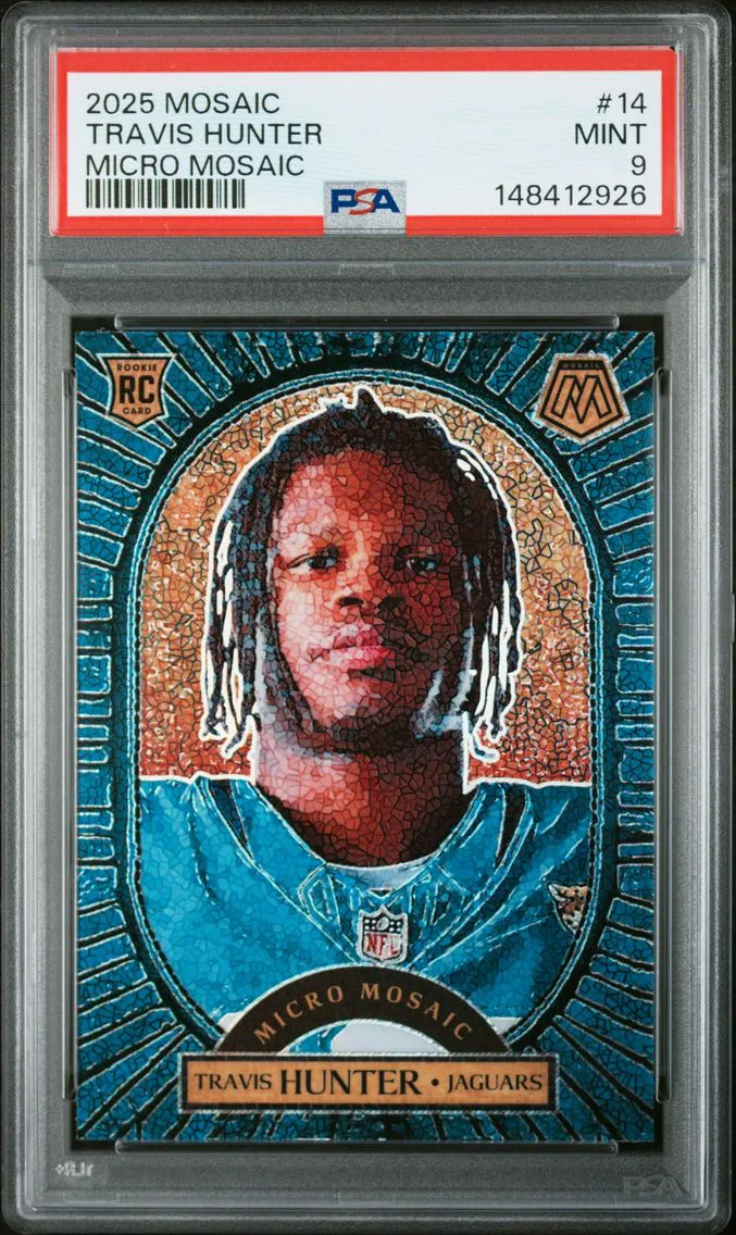 2025 #14 Travis Hunter PSA 9 Panini Mosaic Micro Mosaic