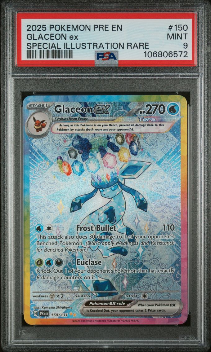 2025 #150 Glaceon EX PSA 9 Pre EN-Prismatic Evolutions