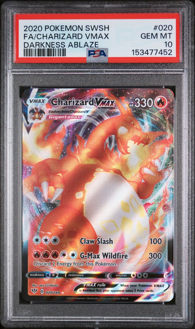 2020 #020 Full Art/Charizard Vmax PSA 10 Sword & Shield Darkness Ablaze