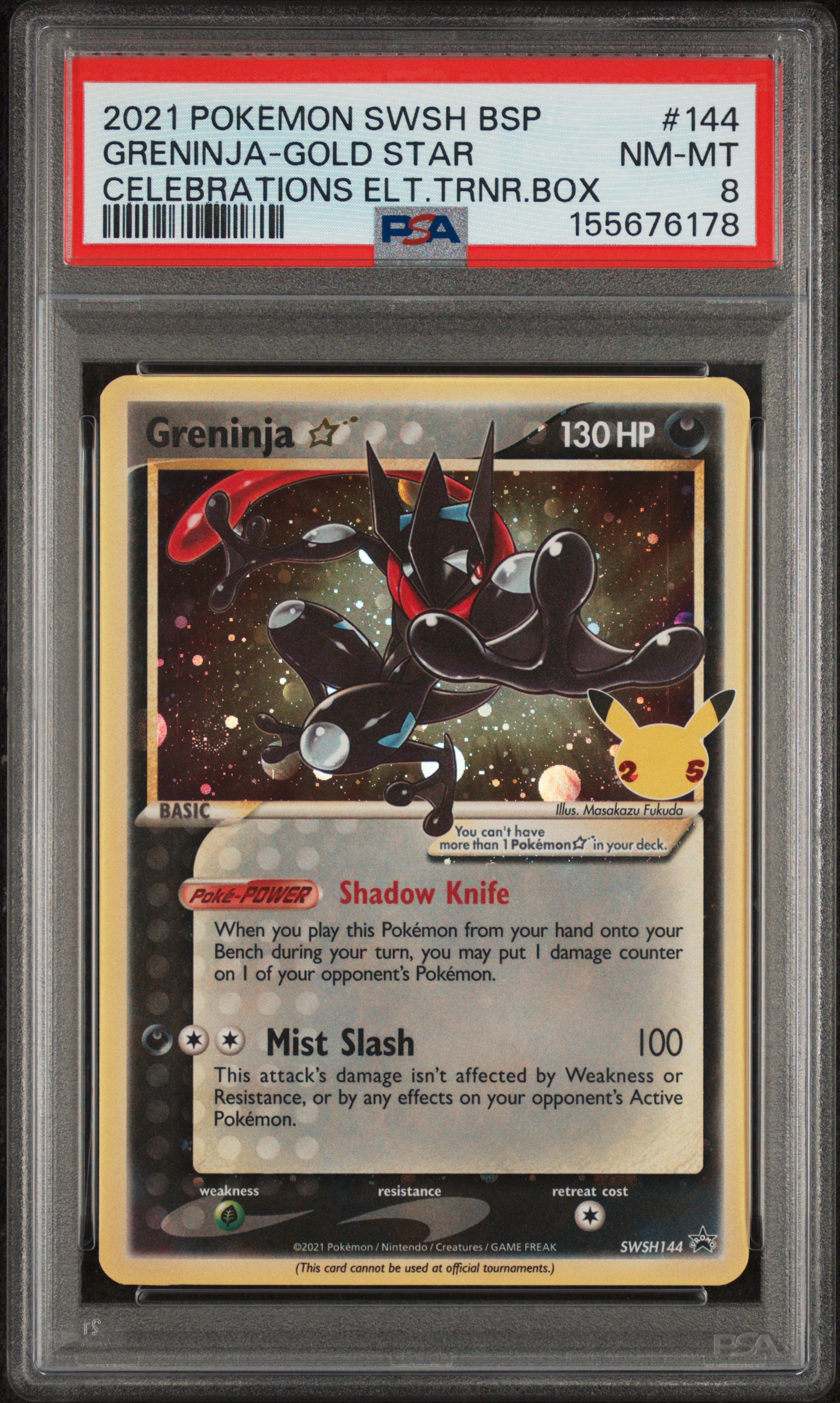 2021 #144 Greninja-Gold Star PSA 8 Swsh Black Star Promo