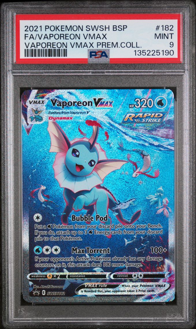 2021 #182 Full Art/Vaporeon Vmax PSA 9 Swsh Black Star Promo