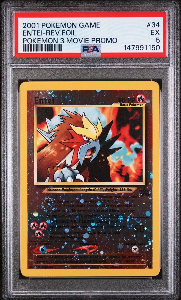 2001 #34 Entei-Reverse Foil PSA 5 Game Movie