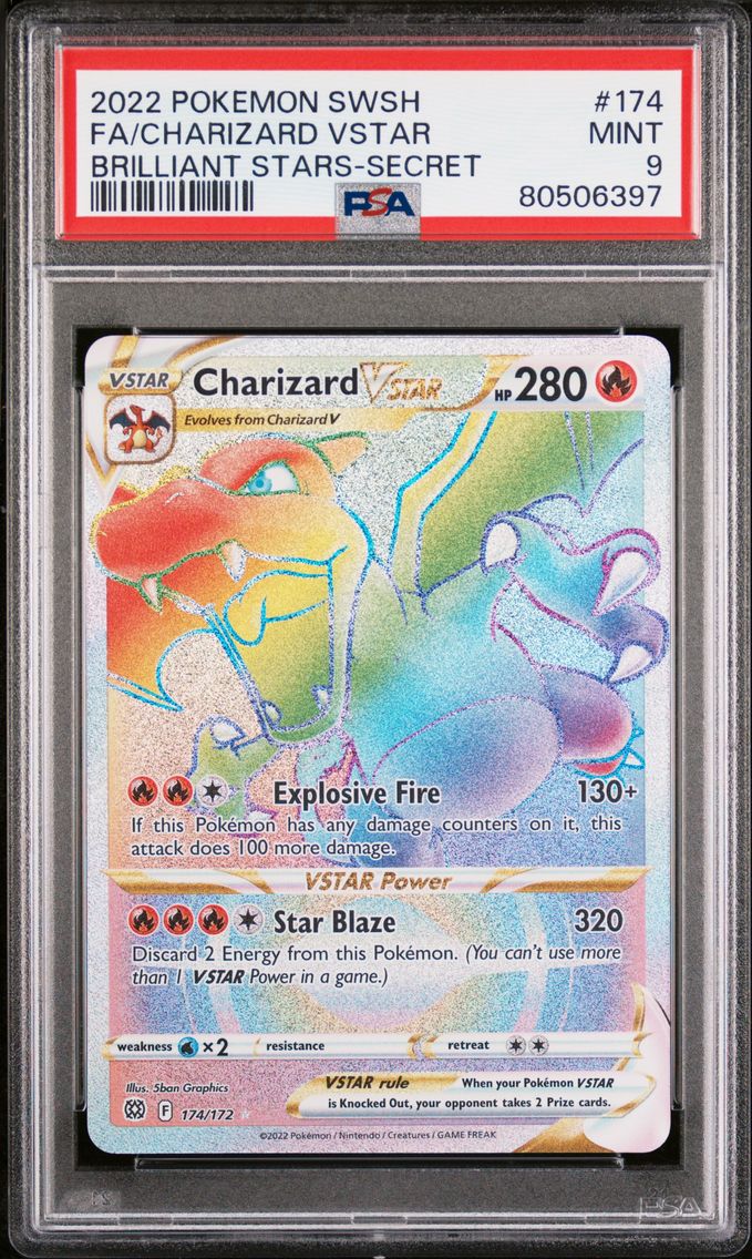 2022 #174 Full Art/Charizard Vstar PSA 9 Sword & Shield Brilliant Stars Pokemon