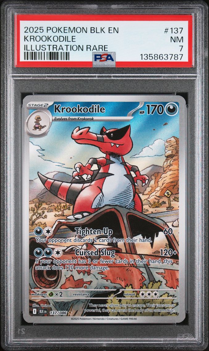 2025 #137 Krookodile PSA 7 Blk EN-Black Bolt Pokemon