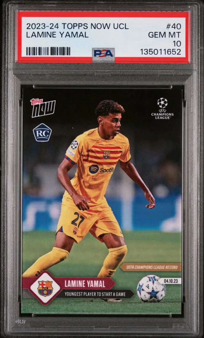 2023 #40 Lamine Yamal PSA 10 Topps Now UEFA Champions League