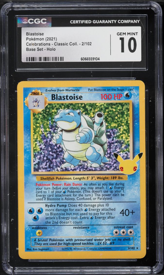 2021 #2 Blastoise-Holo CGC 10 Celebrations Classic Collection Pokemon