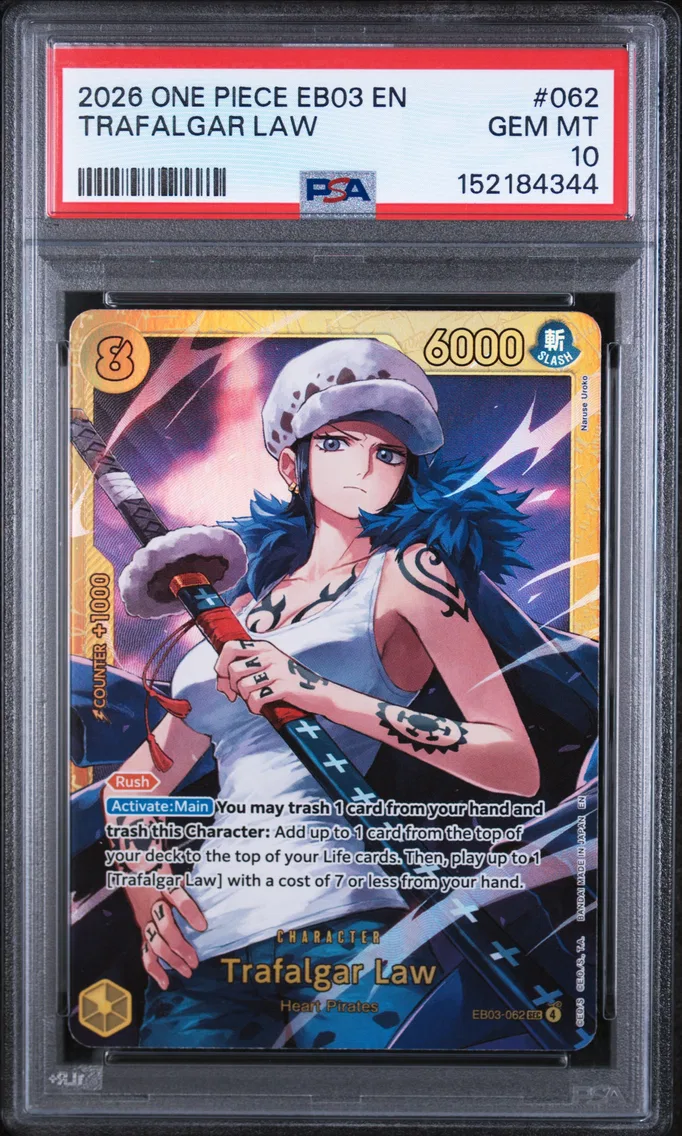 2026 #062 Trafalgar Law PSA 10 One Piece EB03-Extra Booster -One Piece Heroines Edition-