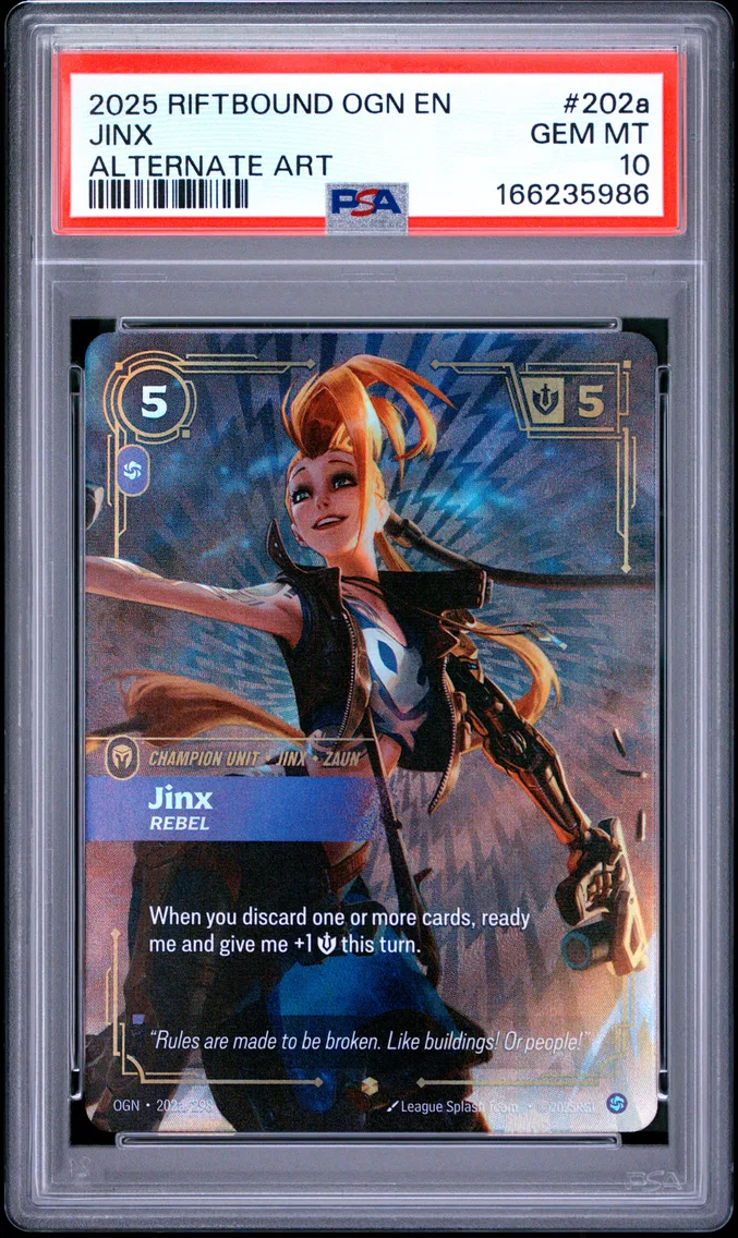 2025 #202a Jinx - Rebel PSA 10 Riftbound: League of Legends Ogn-Origins