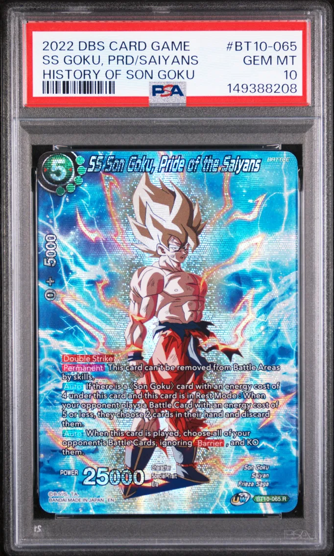 2022 #BT10-065 SS Son Goku, Pride of the Saiyans PSA 10 Dragon Ball Super Card Game Theme Selection History of Son Goku