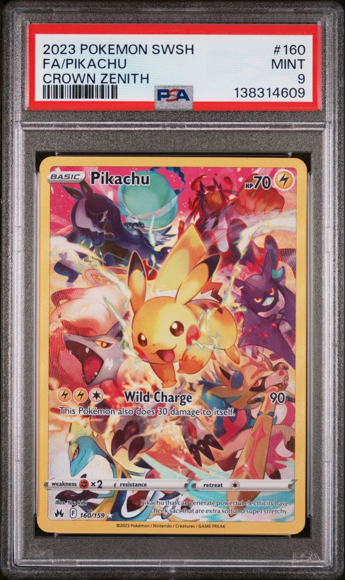 2023 #160 Full Art/Pikachu PSA 9 Sword and Shield Crown Zenith Pokemon
