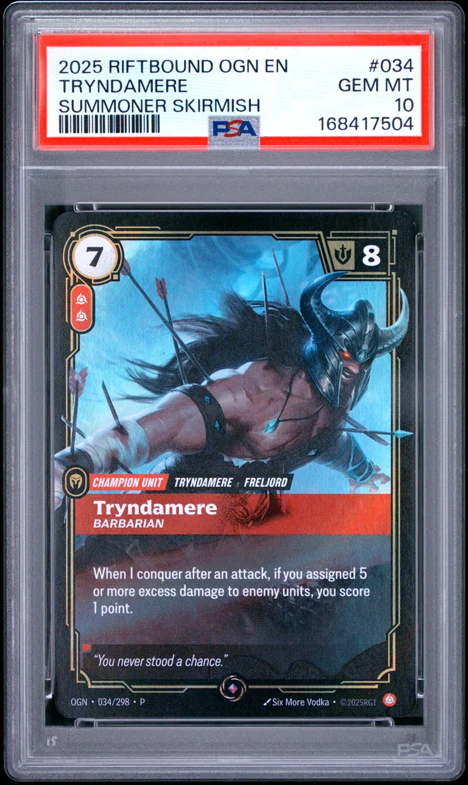 2025 #034 Tryndamere - Barbarian PSA 10 Riftbound: League of Legends Ogn-Origins