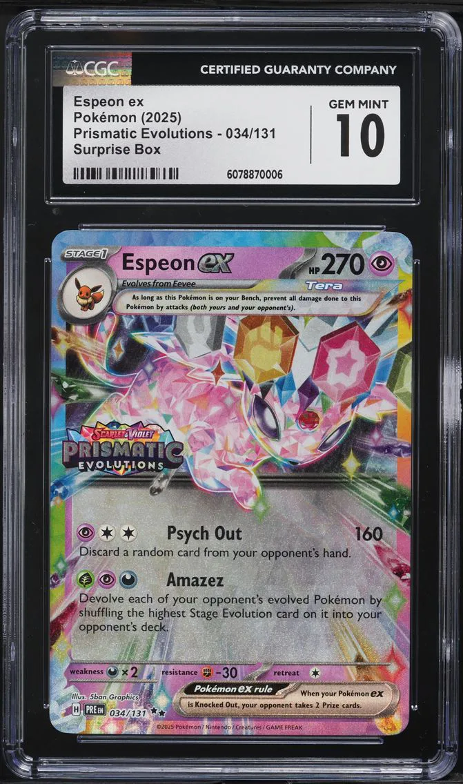 2025 #034 Espeon EX CGC 10 Pre EN-Prismatic Evolutions Pokemon