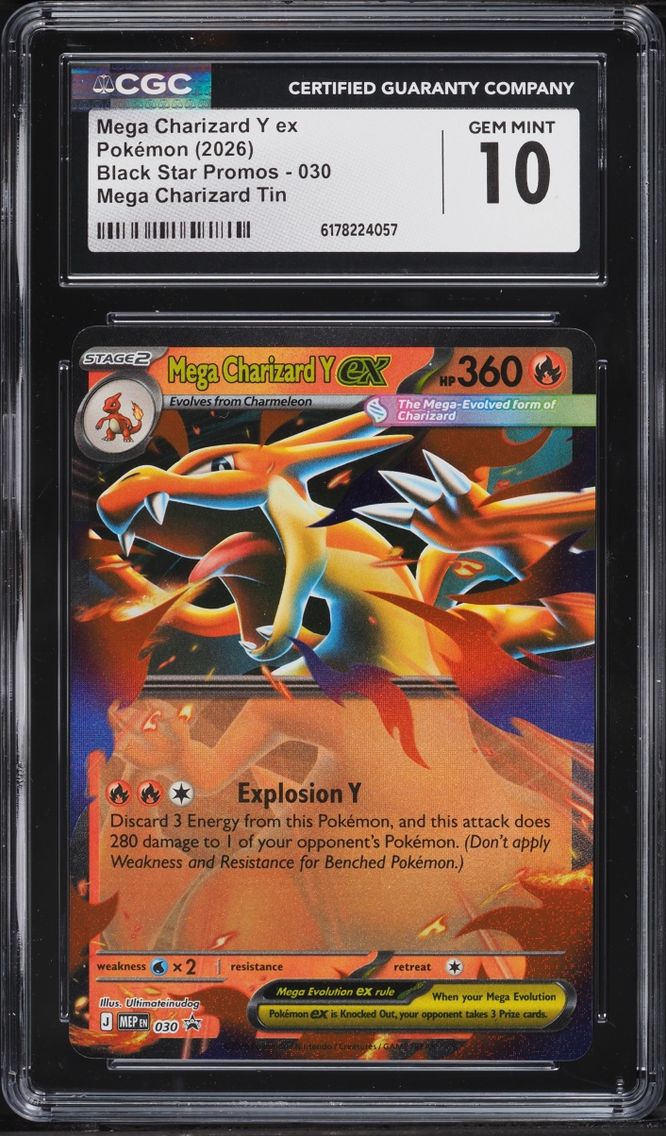 2026 Pokemon Mega Evolution Black Star Promo Tin Mega Charizard Y Ex #30 CGC 10 GEM MINT