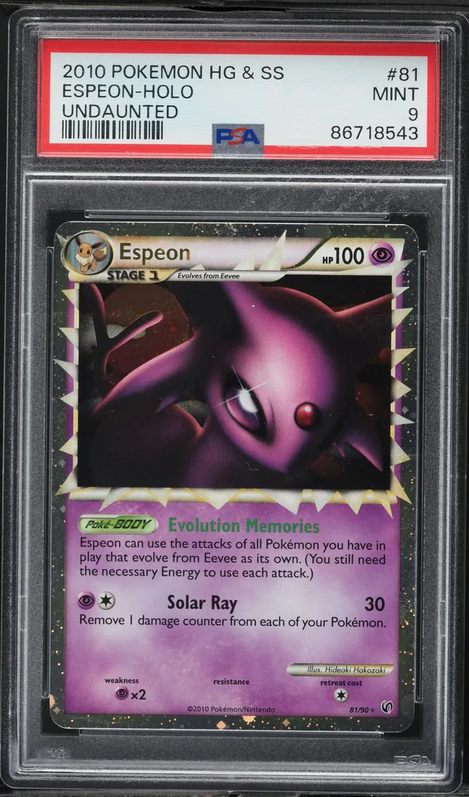 2010 #81 Espeon-Holo PSA 9 Heartgold & Soulsilver Undaunted Pokemon