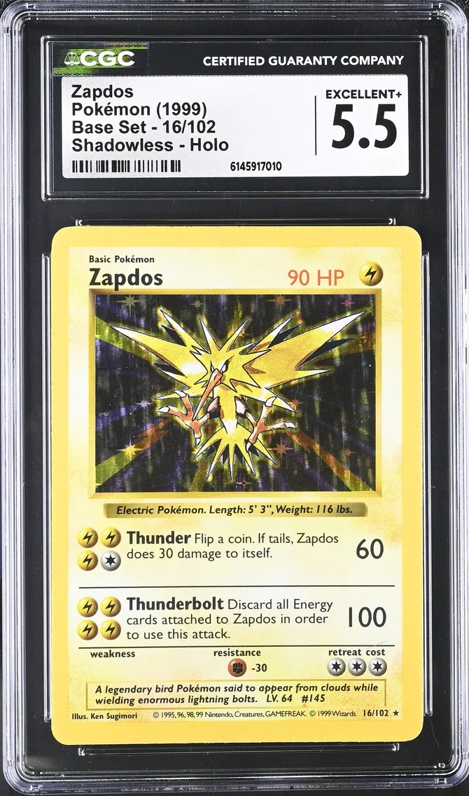 1999 #16 Zapdos CGC 5.5 Base Set (Shadowless) - English