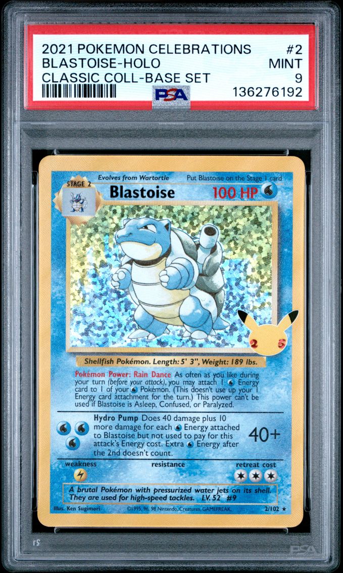 2021 #2 Blastoise-Holo PSA 9 Celebrations Classic Collection Pokemon