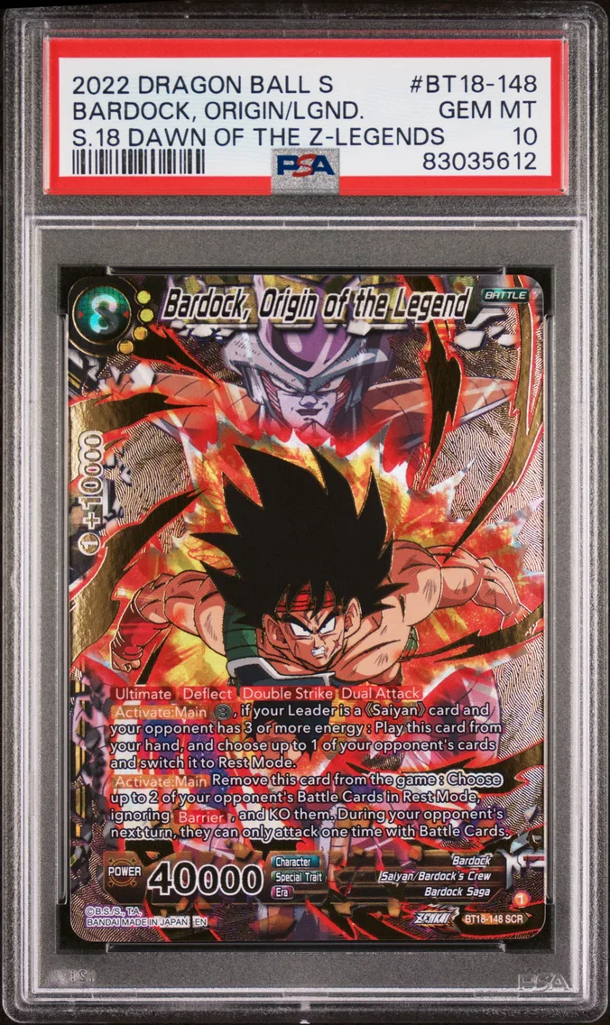 2022 #BT18-148 Bardock, Origin of the Legend PSA 10 Dragon Ball Super Card Game Series 18 Dawn of the Z-Legends