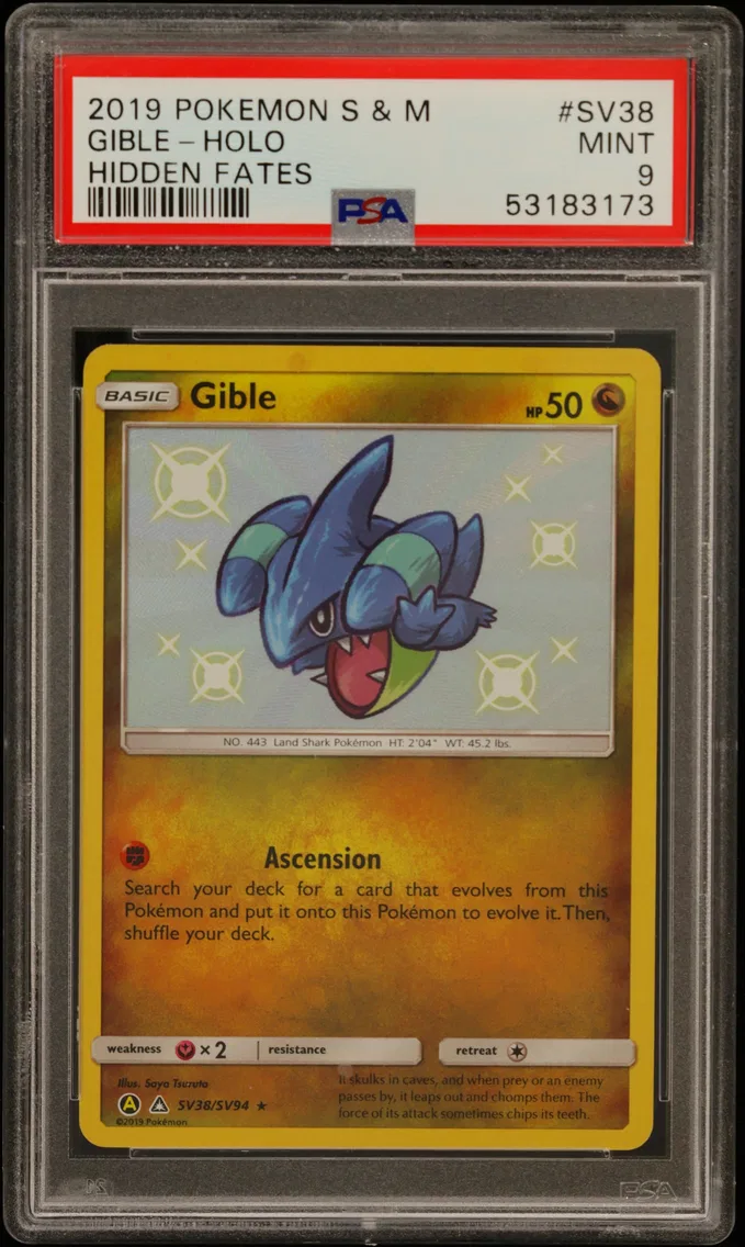 2019 #SV38 Gible-Holo PSA 9 Sun & Moon Hidden Fates