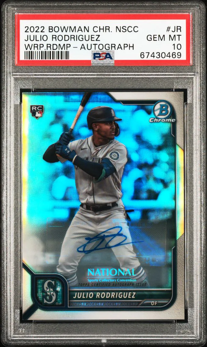 2022 #JR Julio Rodriguez PSA 10 Bowman Chrome Nscc Wrapper Redemption