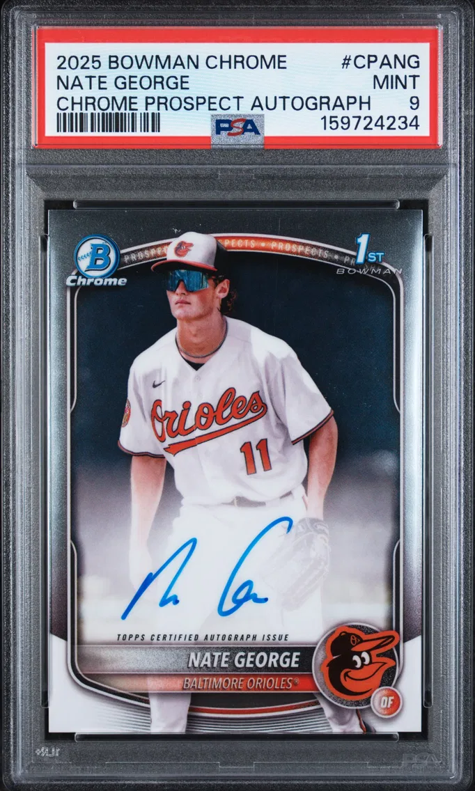 2025 #CPANG Nate George PSA 9 Bowman Chrome Prospect Autographs