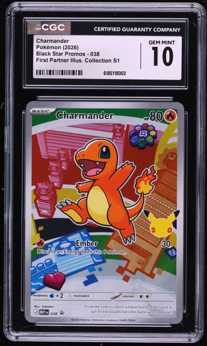 2026 Pokemon Mega Promo First Partner Illustration S1 Full Art Charmander #38 CGC 10 GEM MINT