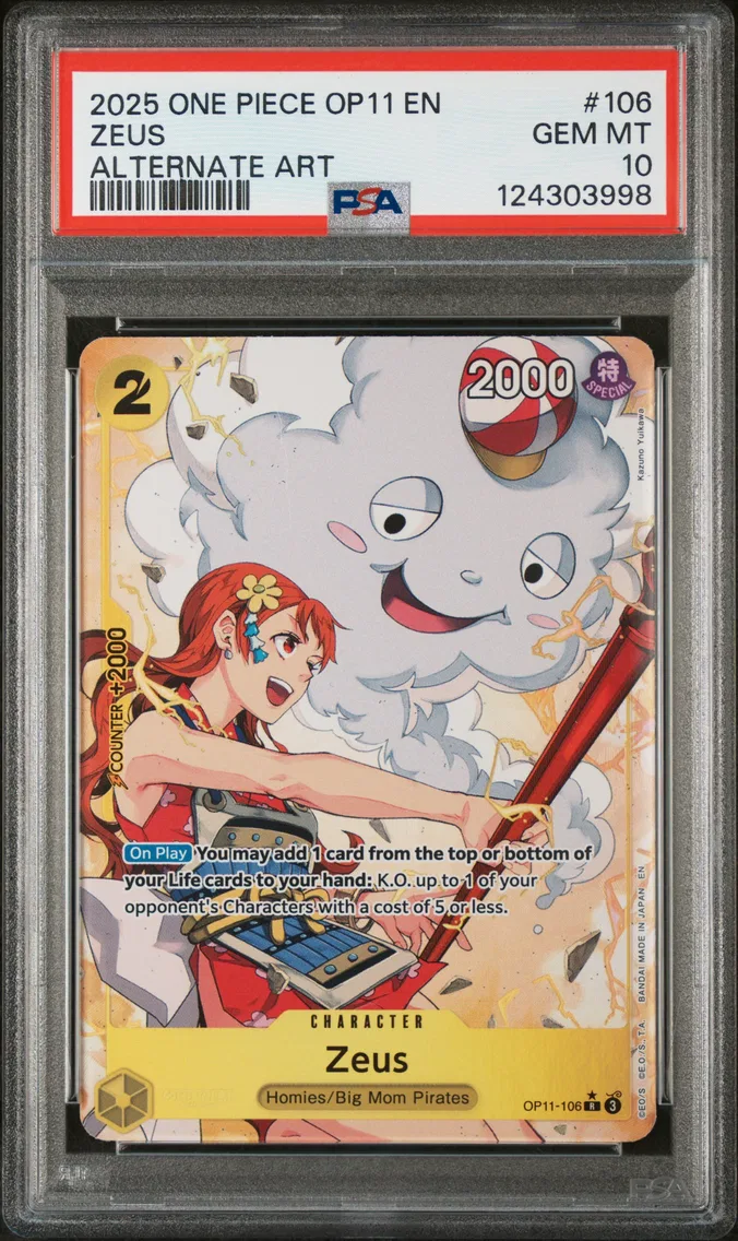 2025 #106 Zeus PSA 10 One Piece OP11-A Fist of Divine Speed
