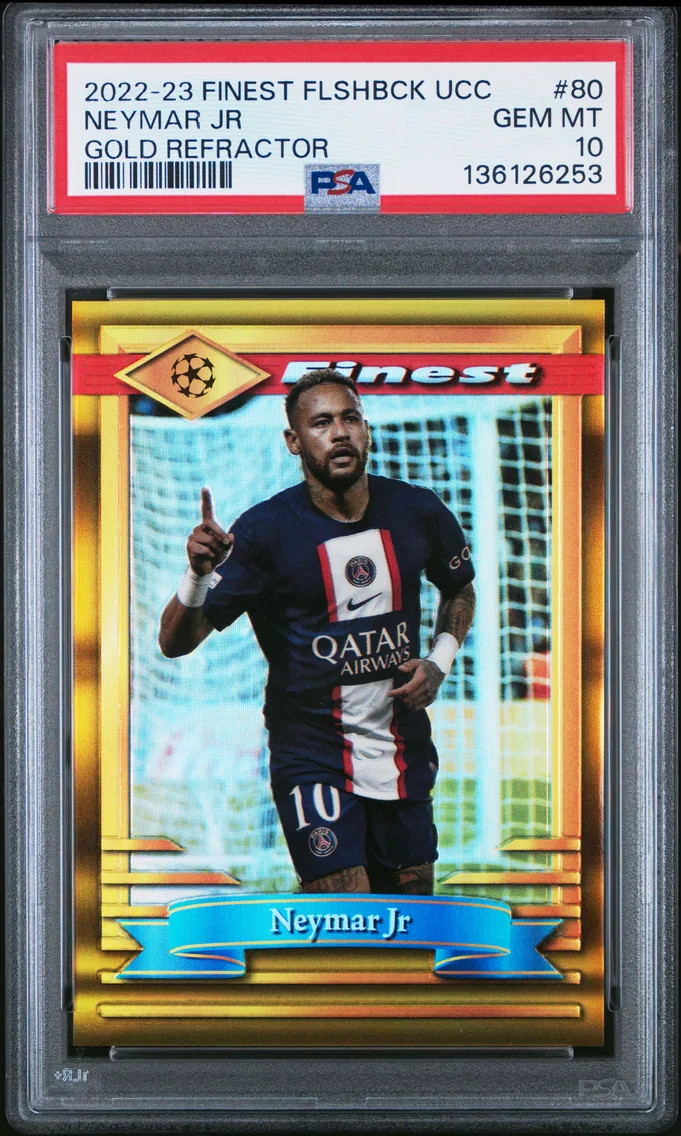 2022 #80 Neymar Jr PSA 10 Topps Finest Flashbacks UEFA Club Competitions