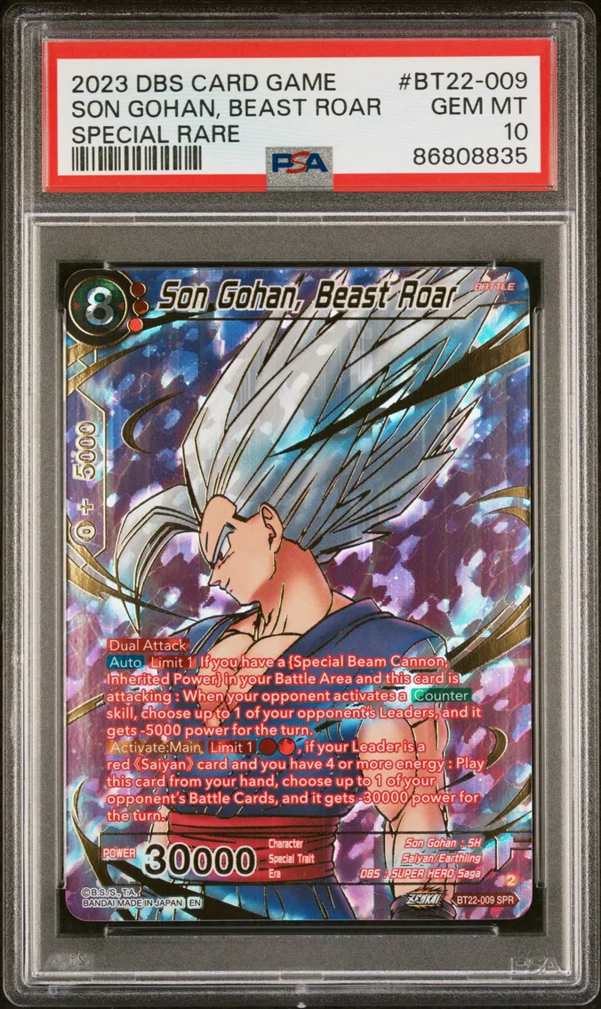 2023 #BT22-009 Son Gohan, Beast Roar PSA 10 Dragon Ball Super Card Game Series 22 Critical Blow
