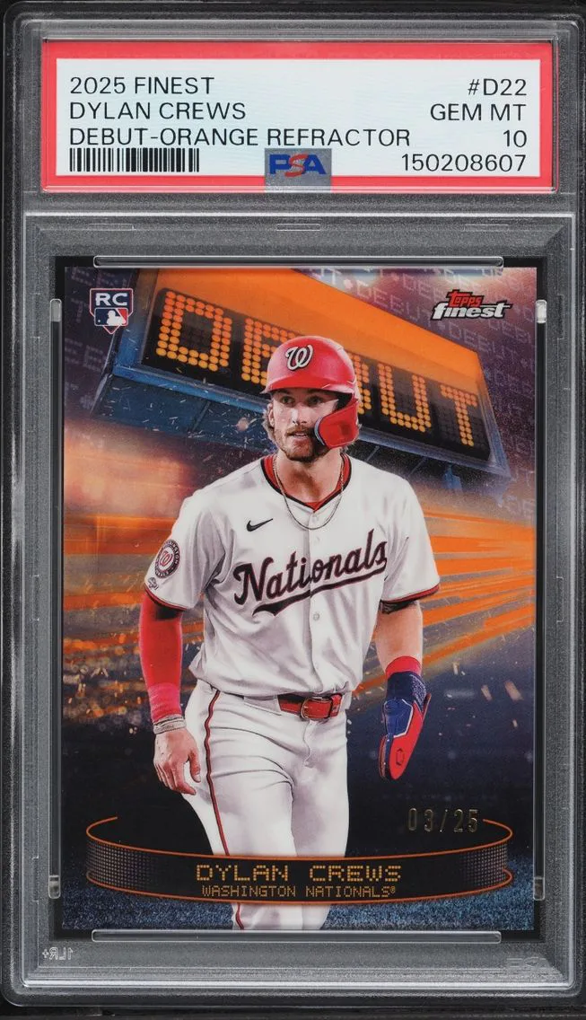 2025 Finest Debut Orange Refractor Dylan Crews ROOKIE /25 #D-22 PSA 10 GEM MINT